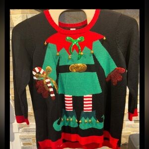 HOLIDAY TIME SIZE  3X  LADIES SWEATER   You Are The Elf With JINGLE Bells
